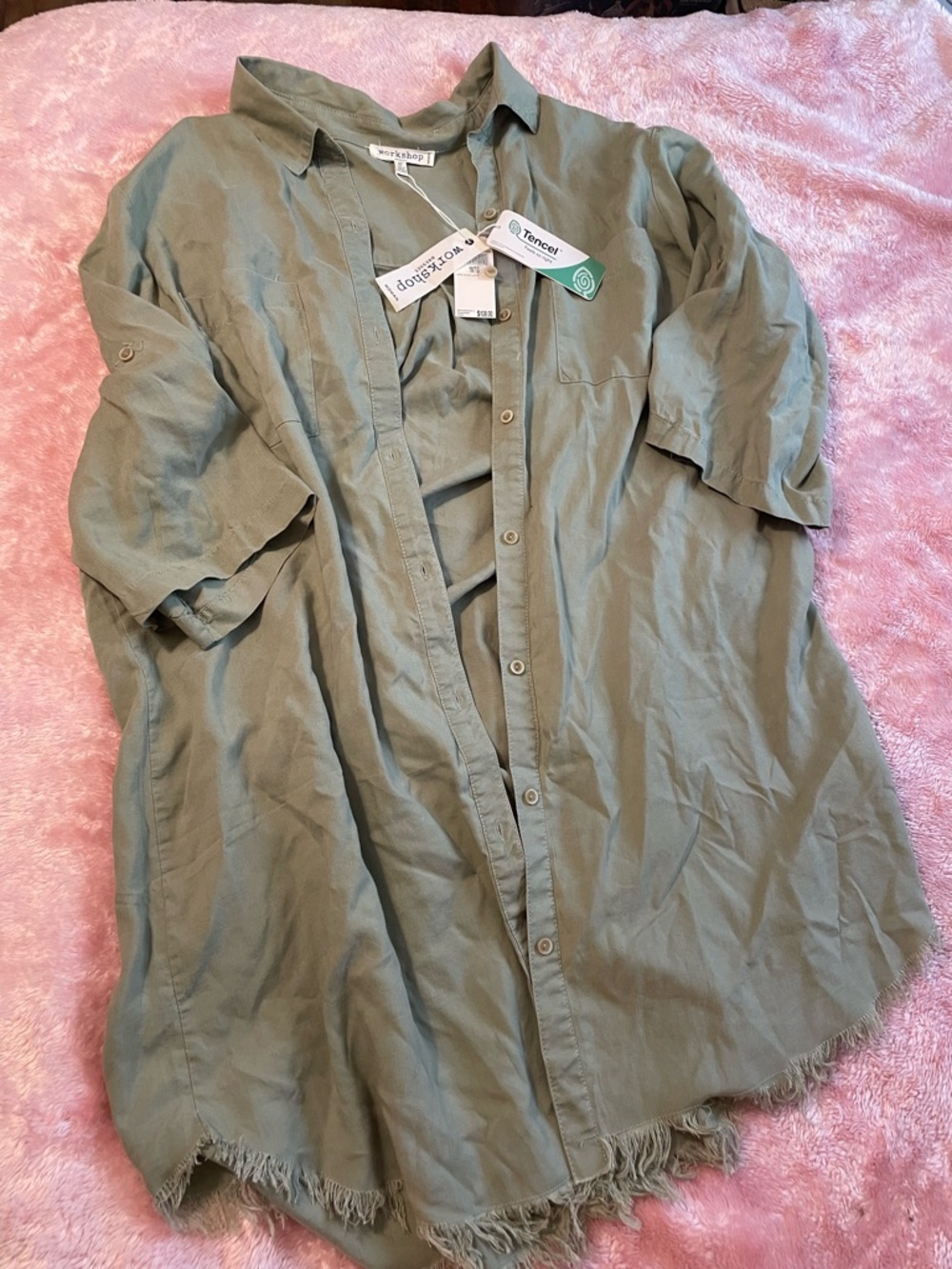Workshop Republic Clothing Olive Tencel Lightweight Shirt Jacket